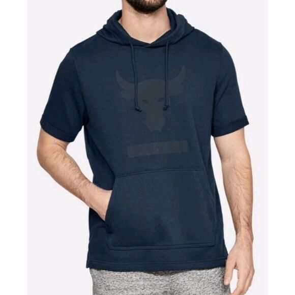 Under Armour Men's Project Rock Terry Short Sleeve Hoodie Large Workout - Picture 1 of 9